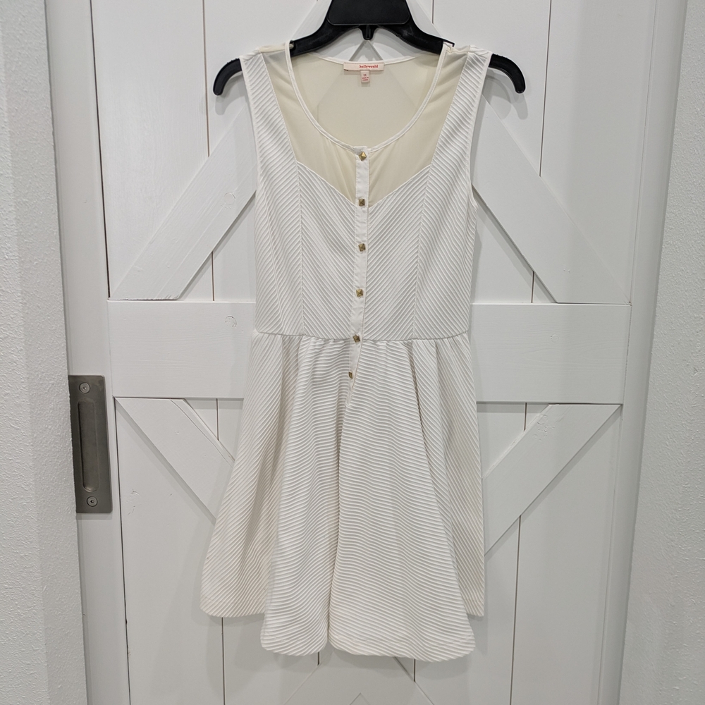 Elegant White Striped Mini Dress